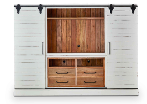 Sonoma 114" Entertainment Cabinet with Sliding Doors - White Harvest - Classic Carolina Home