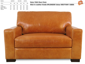 Modena 52" Italian Top Grain Leather Chair & Half - Havana Cigar