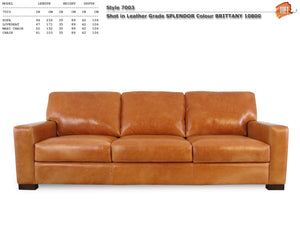 Modena 94" Italian Top Grain Leather 3 Cushion Sofa - Havana Cigar