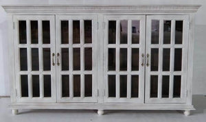 Felipe 72" 4 Door Glass Front Sideboard - Cottage White