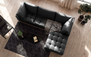 Bradley 120" Top Grain Leather Modular Sofa w/Ottoman - Charcoal - Classic Carolina Home