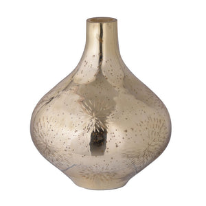 Dasha 11" Floral-Cut Mercury Glass Vase - Classic Carolina Home
