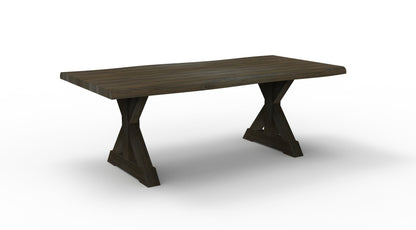 Bartholomew 84" Teak Live Edge Dining Table - Natural + Black