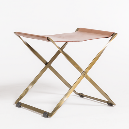 Lamar 22" Crossbar Ottoman - Tanned Umber - Classic Carolina Home