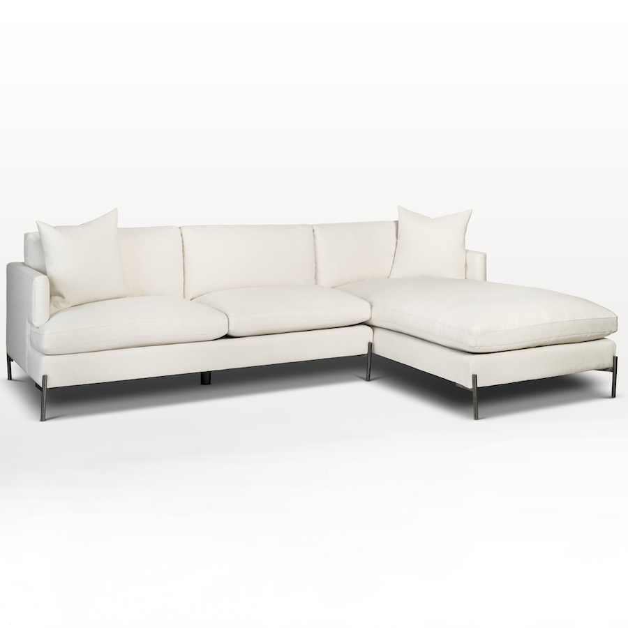 Brittany 113" Sectional w/Left Seated Chaise - Dove + Nickel - Classic Carolina Home