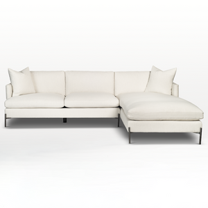 Brittany 113" Sectional w/Left Seated Chaise - Dove + Nickel - Classic Carolina Home