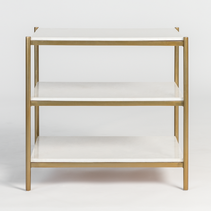 Laguna 31" Marble + Antique Brass End Table - Classic Carolina Home