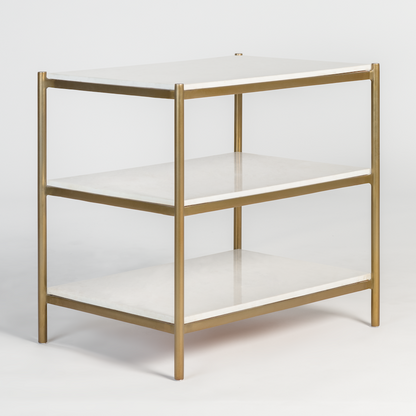 Laguna 31" Marble + Antique Brass End Table - Classic Carolina Home