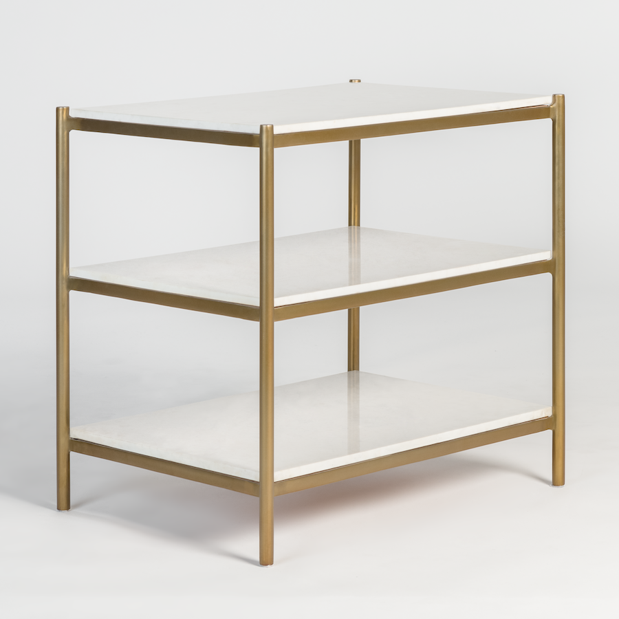 Laguna 31" Marble + Antique Brass End Table - Classic Carolina Home