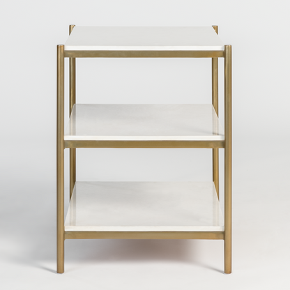 Laguna 31" Marble + Antique Brass End Table - Classic Carolina Home