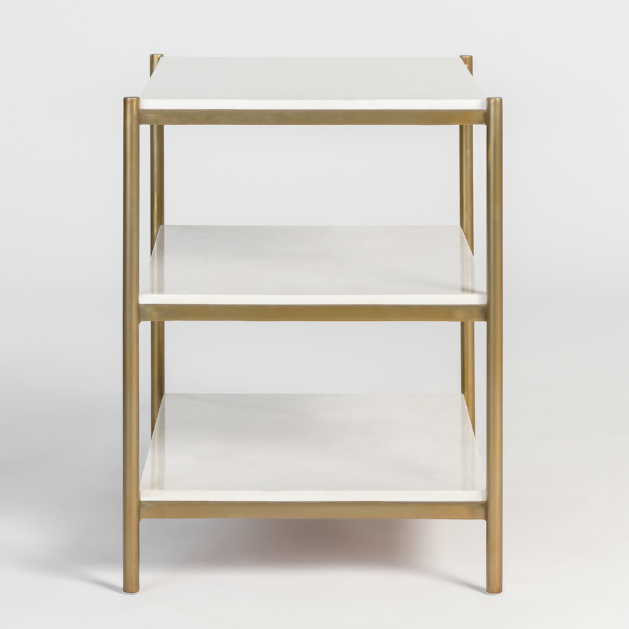 Laguna 31" Marble + Antique Brass End Table - Classic Carolina Home