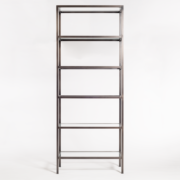 Shakura 36″ Glass & Iron Bookshelf - Gunmetal - Classic Carolina Home