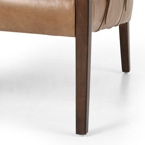 Edney 27" Top Grain Leather Chair - Taupe + Almond - Classic Carolina Home