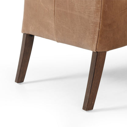 Edney 27" Top Grain Leather Chair - Taupe + Almond - Classic Carolina Home