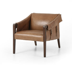 Edney 27" Top Grain Leather Chair - Taupe + Almond - Classic Carolina Home