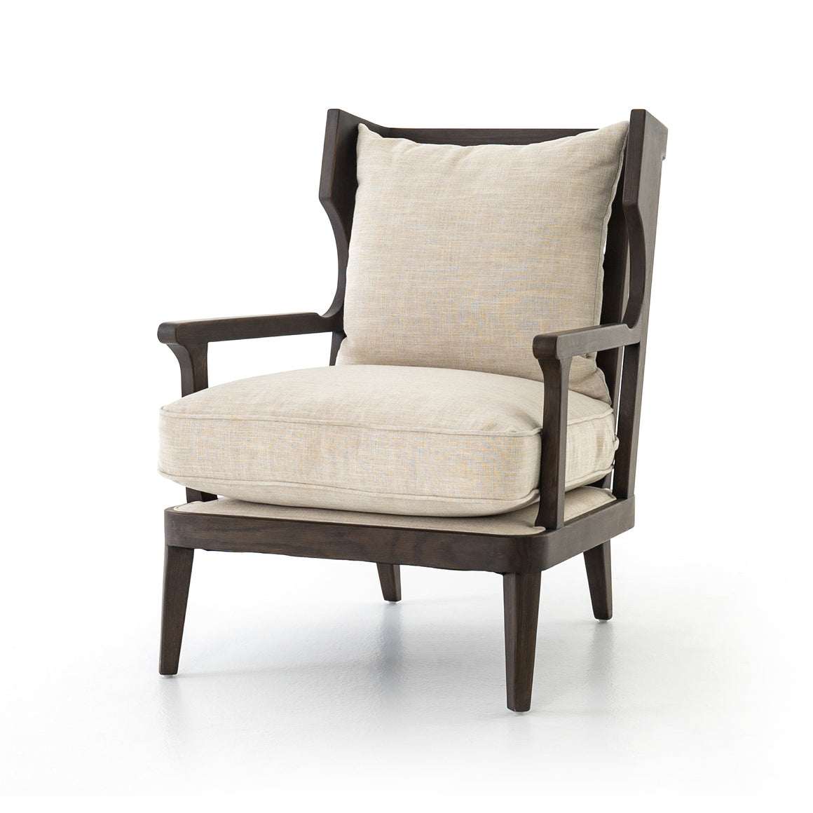 Lance Wingback Chair - Burnt Oak + Ivory - Classic Carolina Home
