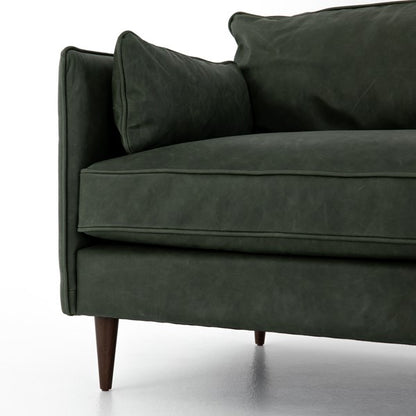 Rhett 76" Top Grain Leather 2 Cushion Sofa - Sage - Classic Carolina Home