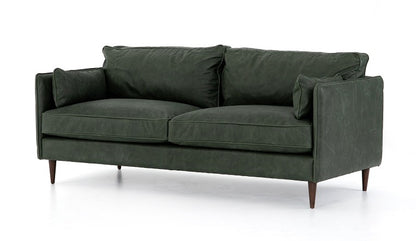 Rhett 76" Top Grain Leather 2 Cushion Sofa - Sage - Classic Carolina Home