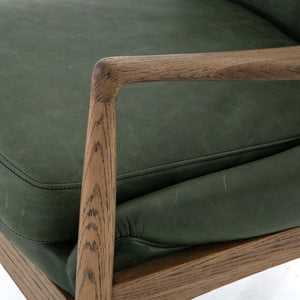 Brandon 26" Top Grain Leather + Oak Chair - Sage - Classic Carolina Home