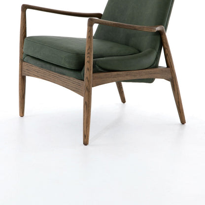 Brandon 26" Top Grain Leather + Oak Chair - Sage - Classic Carolina Home