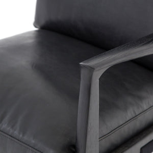 Salvatore 28" Top Grain Leather Chair - Aged Black - Classic Carolina Home