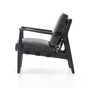 Salvatore 28" Top Grain Leather Chair - Aged Black - Classic Carolina Home