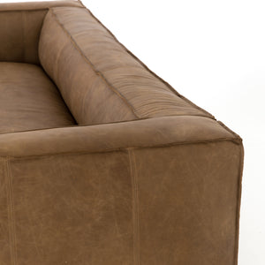 Nolan 99" Top Grain Leather Reverse Stich Sofa - Washed Sand - Classic Carolina Home