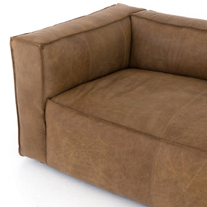 Nolan 99" Top Grain Leather Reverse Stich Sofa - Washed Sand - Classic Carolina Home