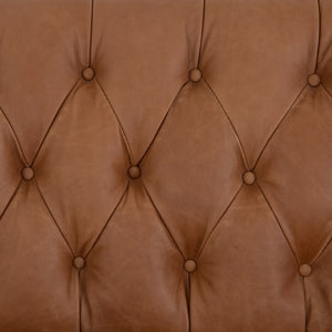 Wilshire 90" Tufted Top Grain Leather Sofa - Natural Camel - Classic Carolina Home