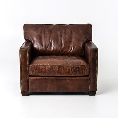 Lawrence 40" Top Grain Leather Club Chair - Classic Carolina Home