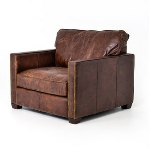 Lawrence 40" Top Grain Leather Club Chair - Classic Carolina Home