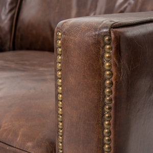 Lamont 72" Top Grain Leather Sofa - Cigar - Classic Carolina Home