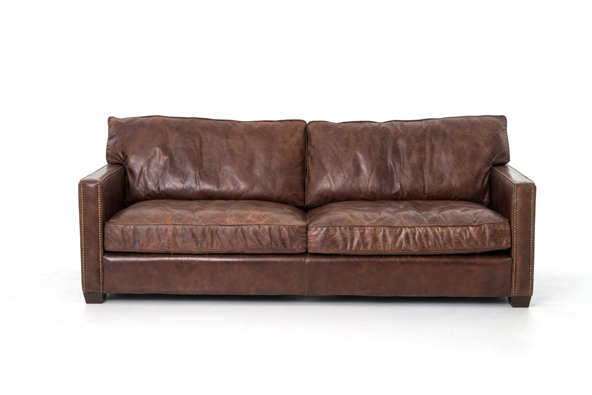 Lamont 88" Top Grain Leather Sofa - Cigar - Classic Carolina Home