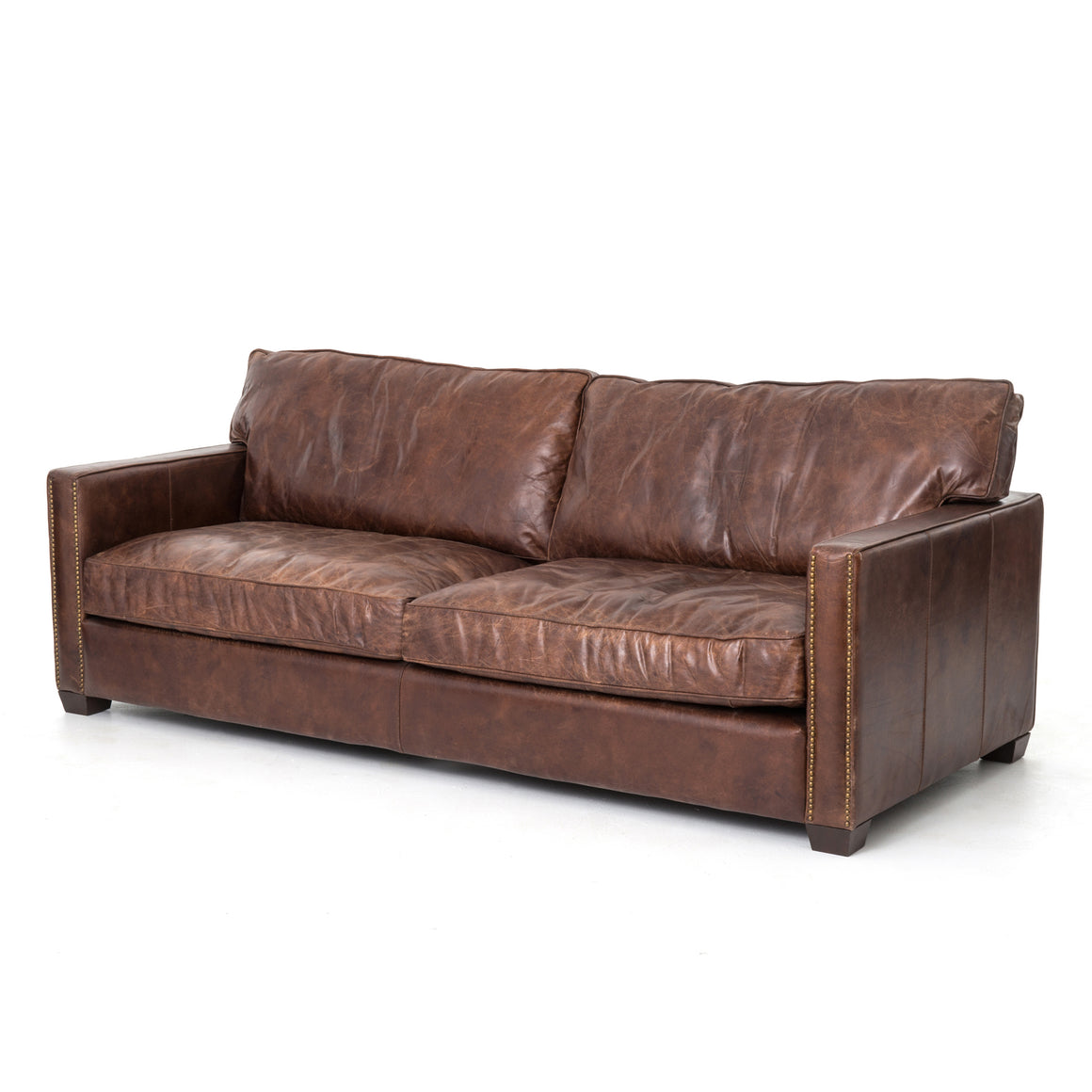 Lamont 88" Top Grain Leather Sofa - Cigar - Classic Carolina Home