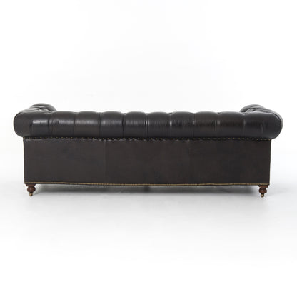 Conroy 96" Top Grain Leather Tufted Sofa - Black - Classic Carolina Home