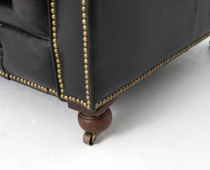 Conroy 96" Top Grain Leather Tufted Sofa - Black - Classic Carolina Home