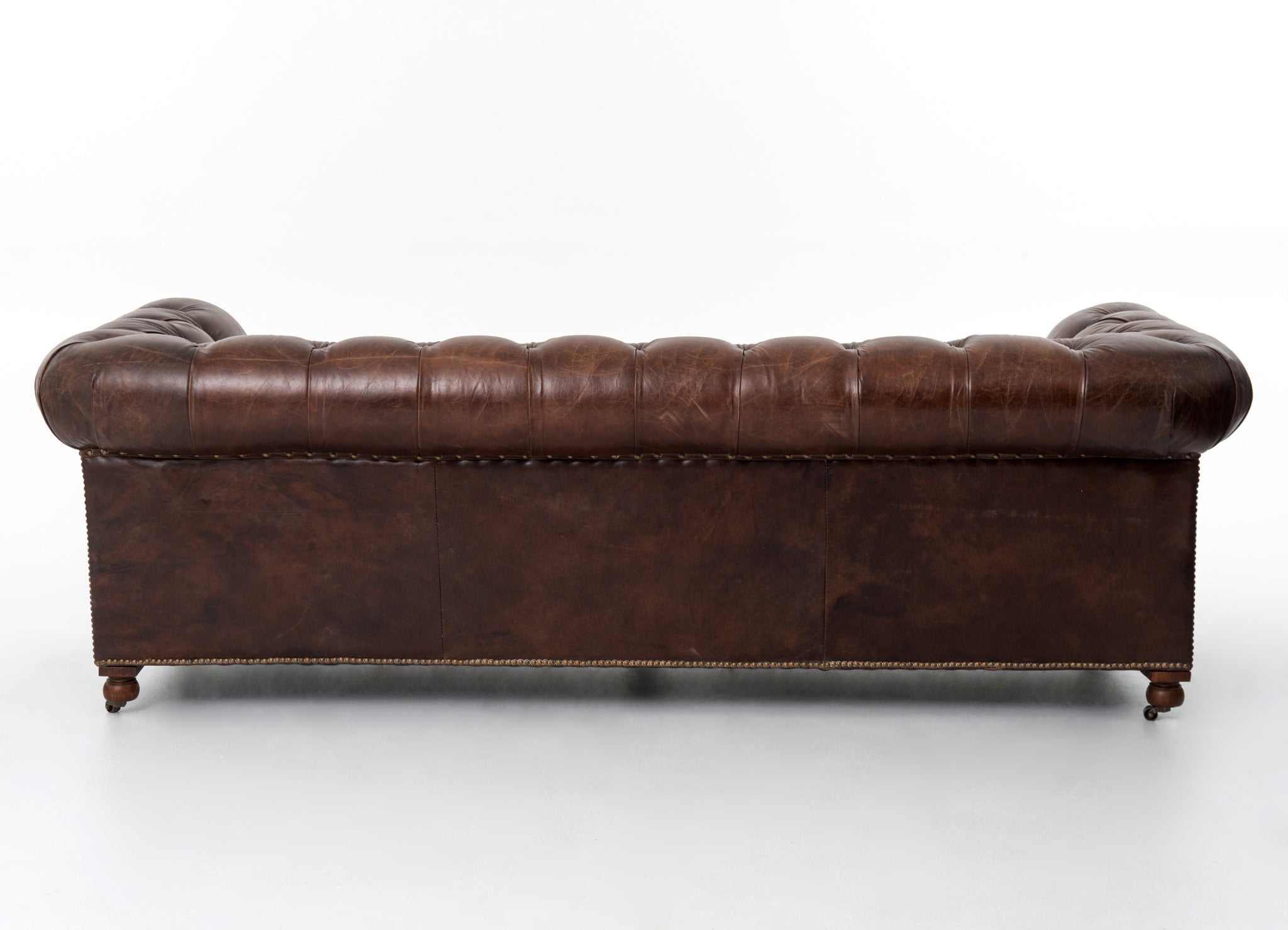Conroy 96" Top Grain Leather Tufted Sofa - Cigar - Classic Carolina Home