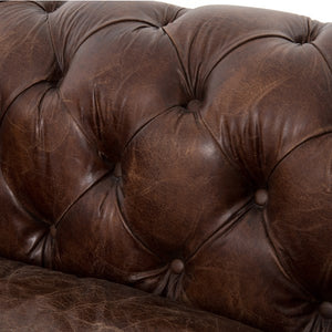 Conroy 96" Top Grain Leather Tufted Sofa - Cigar - Classic Carolina Home