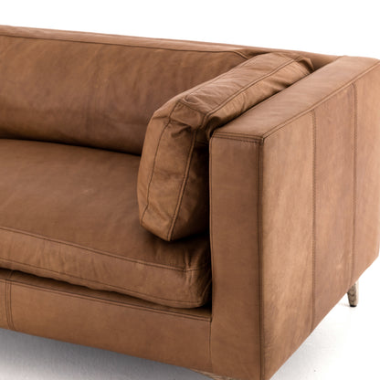 Beckman 94" Top Grain Leather Sofa - Camel - Classic Carolina Home