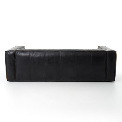 Nolan 99" Top Grain Leather Reverse Stitch Sofa - Black - Classic Carolina Home