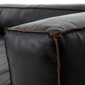Nolan 99" Top Grain Leather Reverse Stitch Sofa - Black - Classic Carolina Home