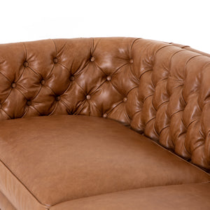 Granada 86" Tufted Top Grain Leather Sofa - Butterscotch - Classic Carolina Home