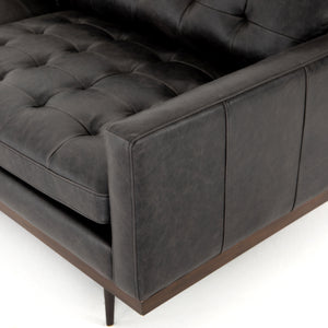 Lexington 89" Top Grain Leather Sofa - Black - Classic Carolina Home