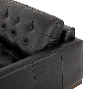 Lexington 89" Top Grain Leather Sofa - Black - Classic Carolina Home