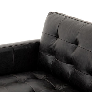 Lexington 89" Top Grain Leather Sofa - Black - Classic Carolina Home