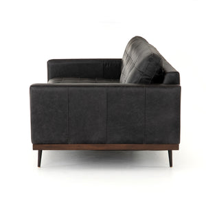 Lexington 89" Top Grain Leather Sofa - Black - Classic Carolina Home