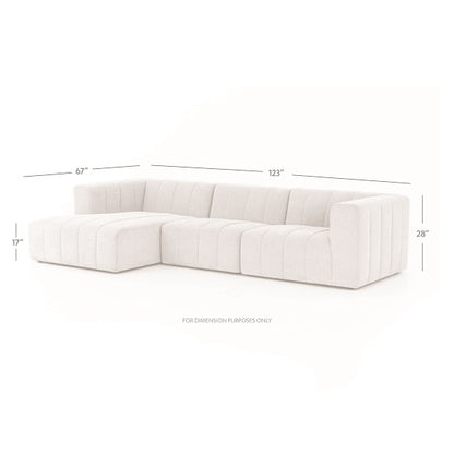 Lindsay 123" Channeled Sectional w/Left Facing Chaise - Sandstone - Classic Carolina Home