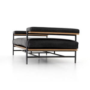 Kenton 79" Oak + Steel Chaise - Black - Classic Carolina Home