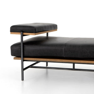 Kenton 79" Oak + Steel Chaise - Black - Classic Carolina Home