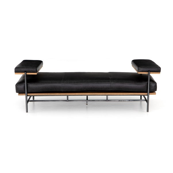 Kenton 79" Oak + Steel Chaise - Black - Classic Carolina Home